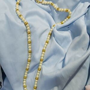 Opera length faux pearl necklace